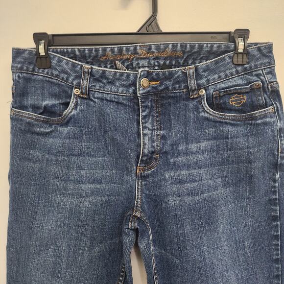 Harley Davidson Jeans Size 12 Mid Rise Boot Med Wash - Picture 2 of 15